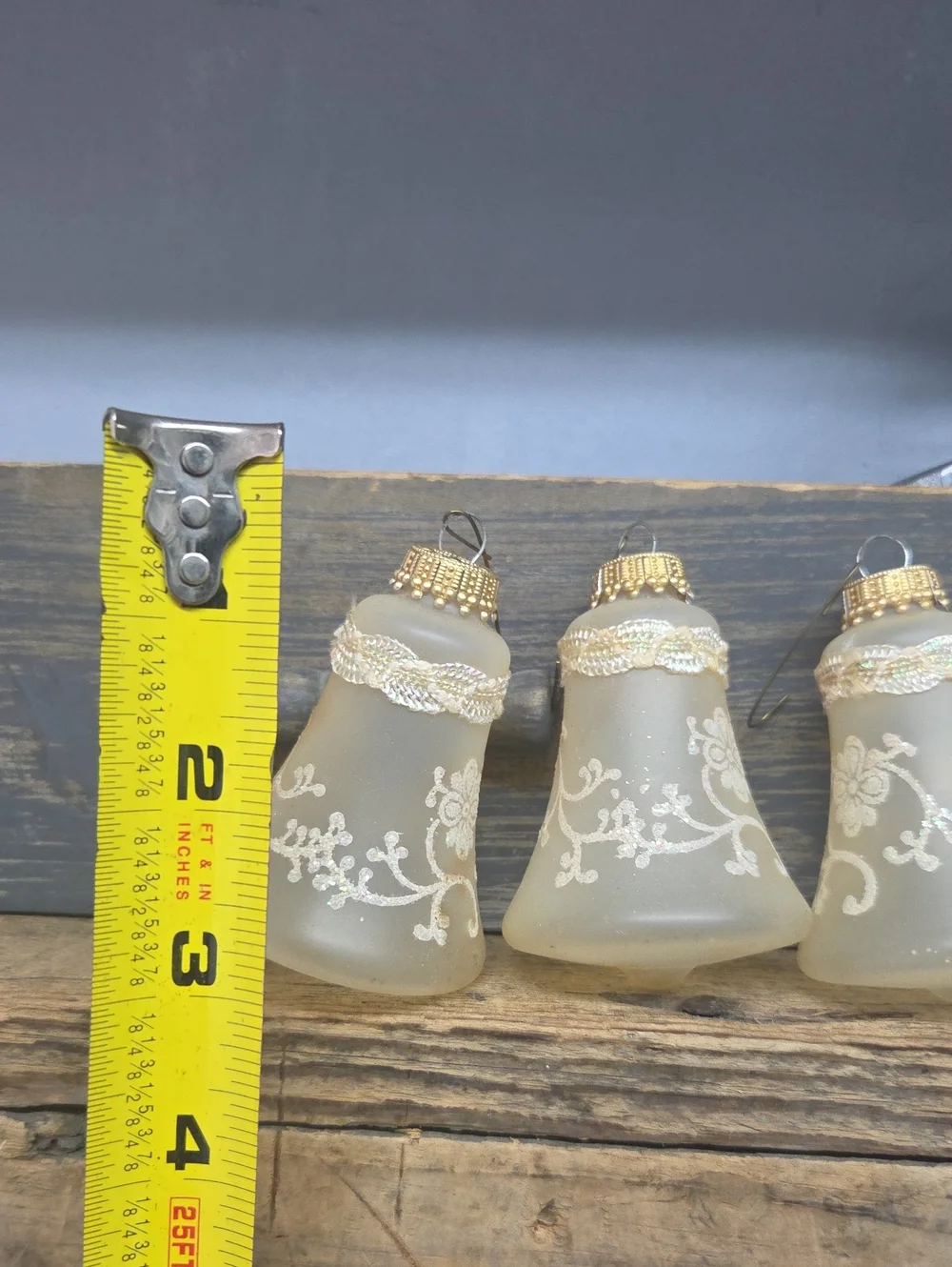 Vintage Krebs Lace Trimmed Glass Bell Ornaments